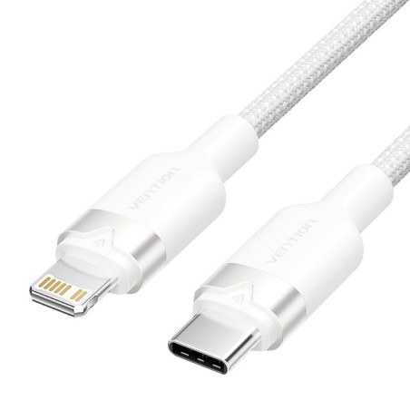 Cable USB Tipo-C Lightning Vention LALWF/ USB Tipo-C Macho - Lightning Macho/ 27W/ 480Mbps/ 1m/ Blanco